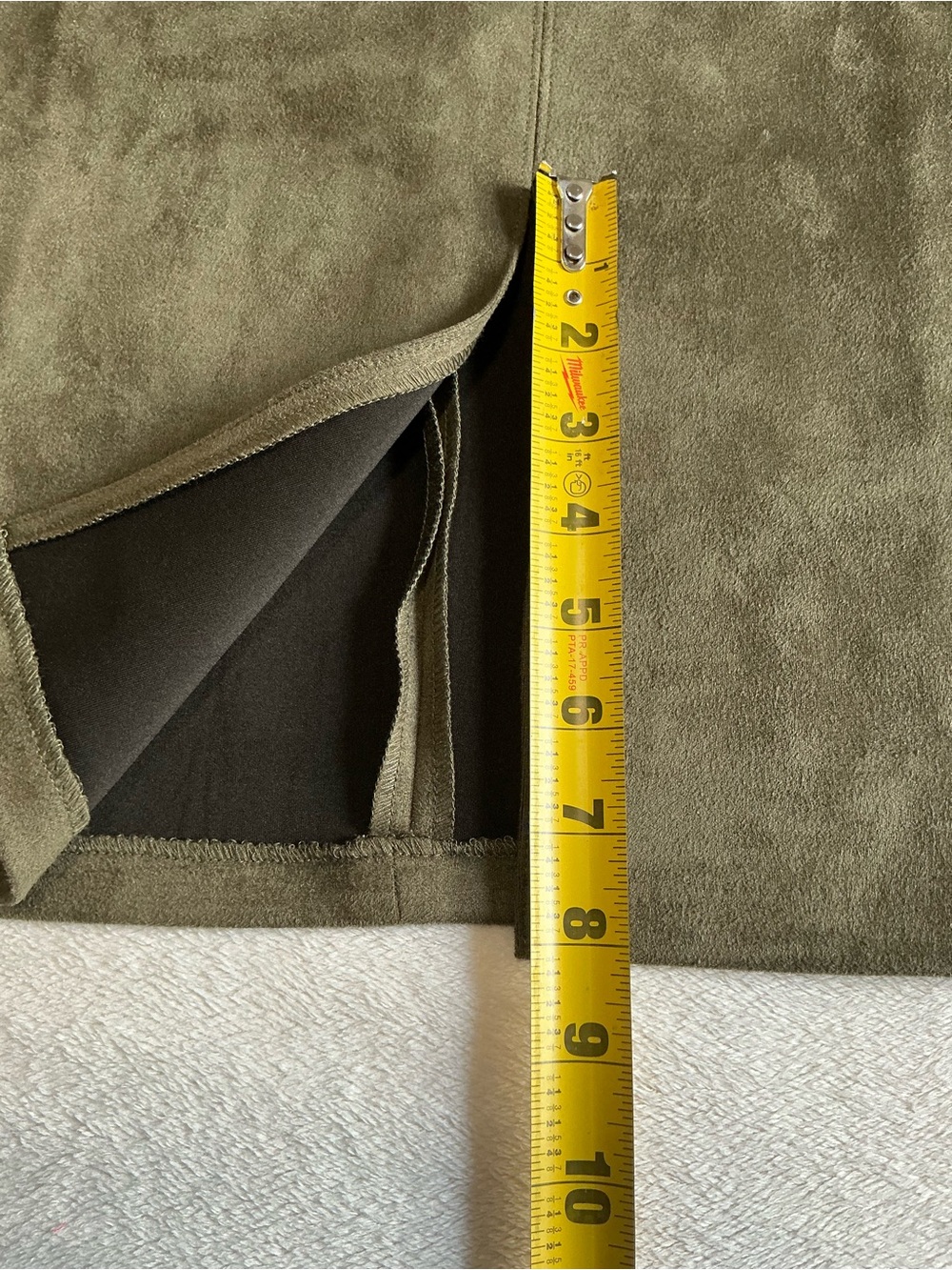 Lulus Olive Green Faux Suede Pencil Skirt with Front Slit Size M - Picture 10 of 11